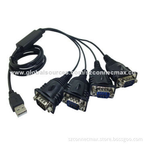 USB to 4-port RS232 Cable with Plug-and-play Function